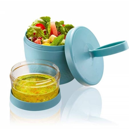 Foodie 075 Turkusowy Lunch Box Śniadaniówka Plastikowa Dwukomorowa