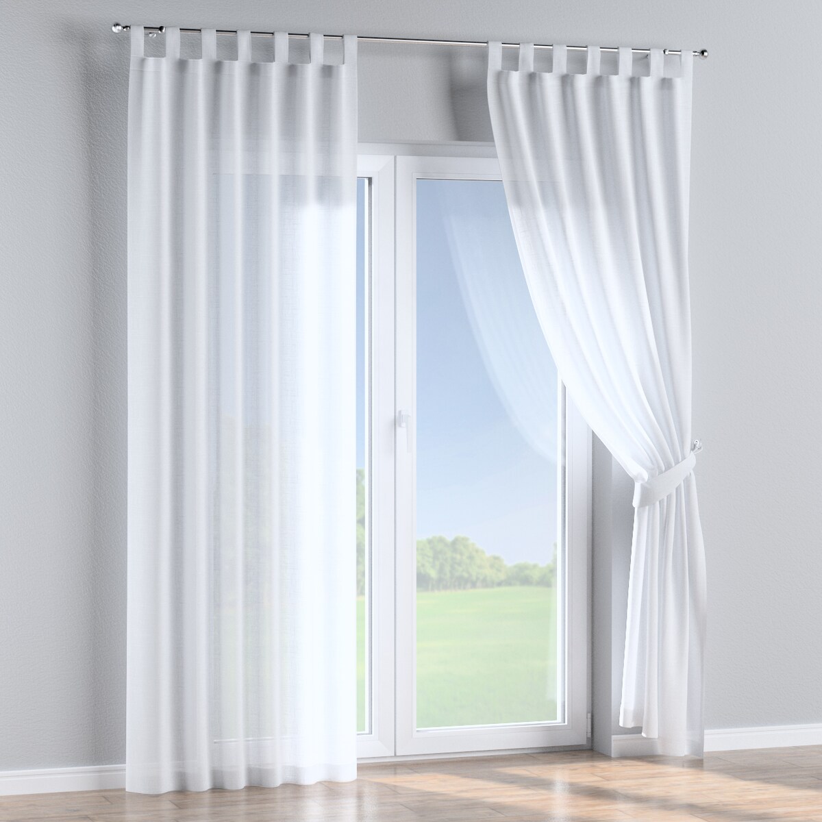 Zasłona na szelkach 1 szt. 130x245 prześwitujący biały