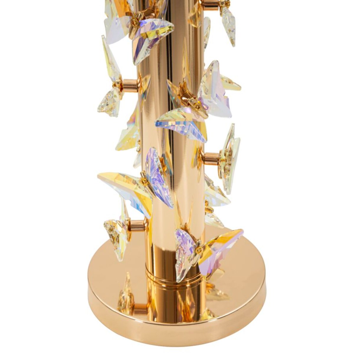 Lampa stołowa Butterfly, kolor złoty i biały, żelazo i metal, 35 x 35 x 74 cm, 1 x E27, max. 40 W, motyw: motyle, do salonu i sypialni, Mauro Ferretti