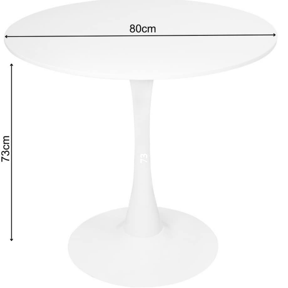 Stół okrągły do salonu jadalni 80 cm biały nowoczesny minimalistyczny