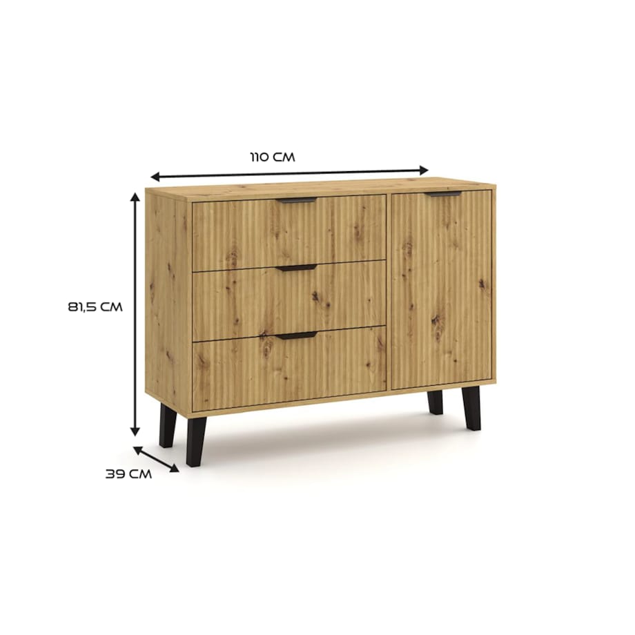 Komoda Scandi 1D3S Slim dąb artisan