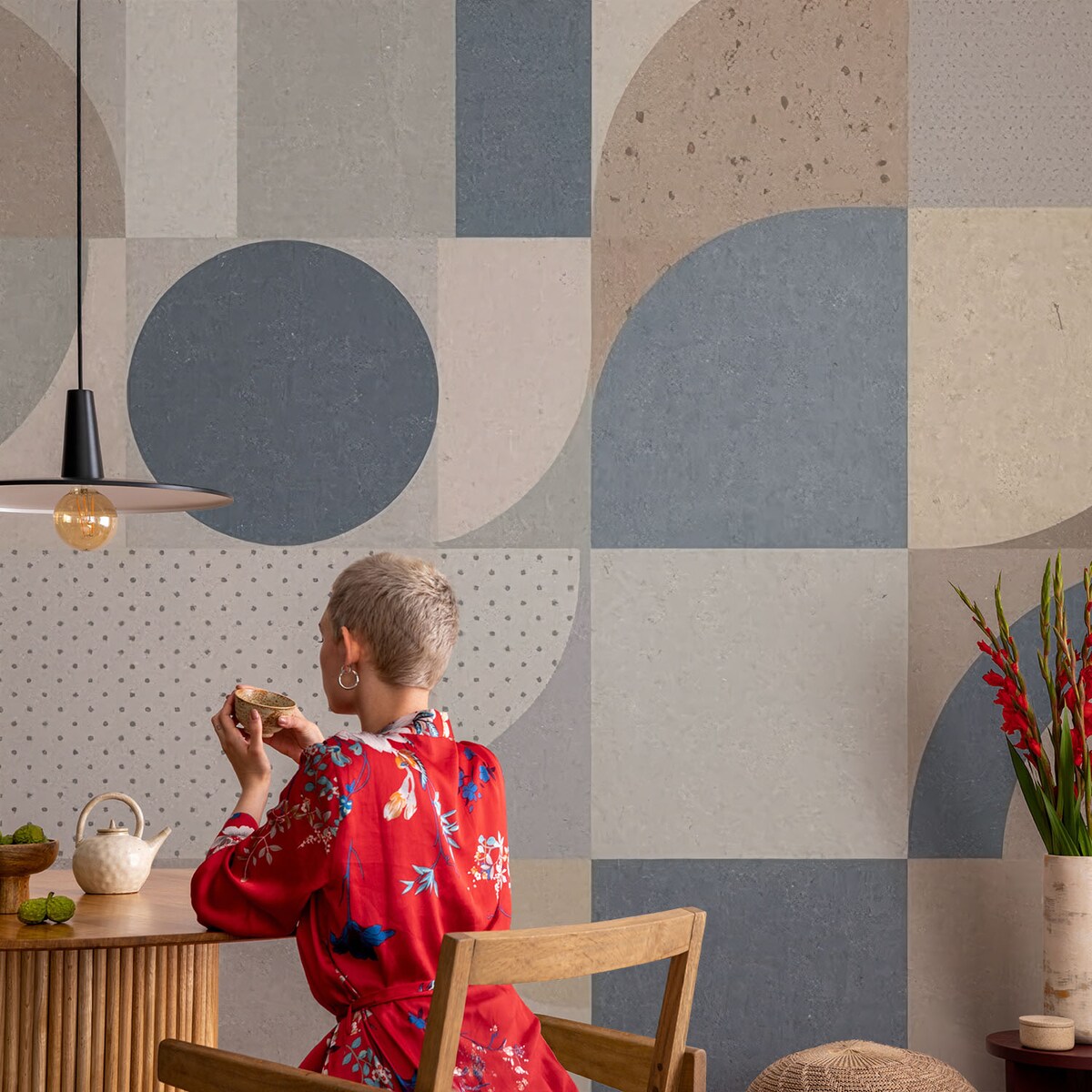 Fototapeta samoprzylepna 250x250 cm - Geometryczna mozaika, tapeta ścienna szara