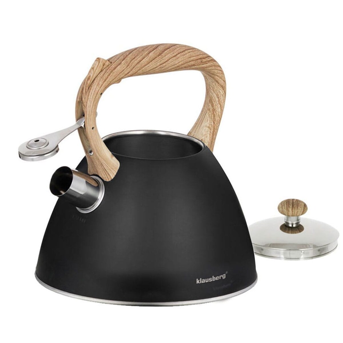 Czajnik stalowy z gwizdkiem lakierowany mat czarny 3.0L KLAUSBERG