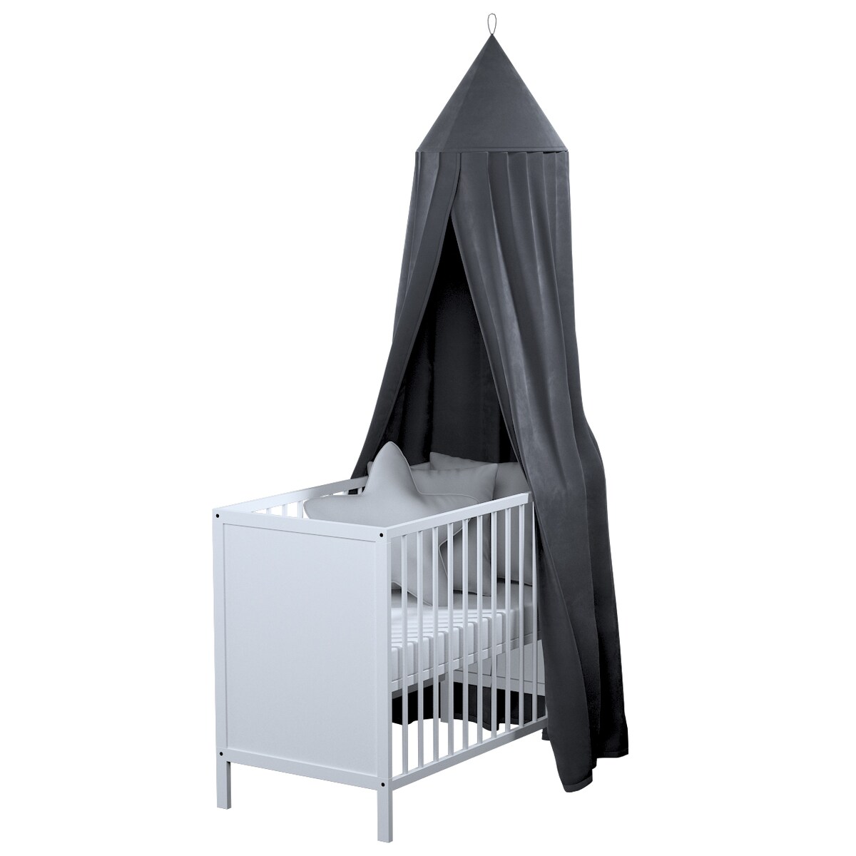 Baldachim do łóżeczka, grafitowy szary, fi 50cmx230cm, Posh Velvet