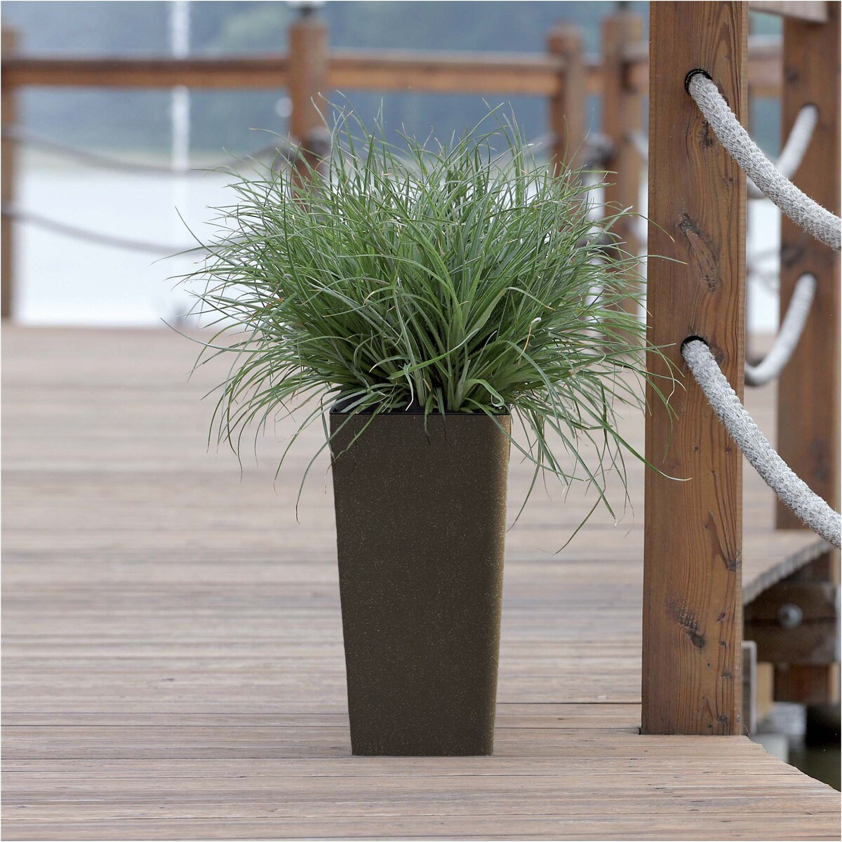 Donica Doniczka Ogrodowa 29,5 Cm Na Taras Do Ogrodu Domu Eco Wood Kawa