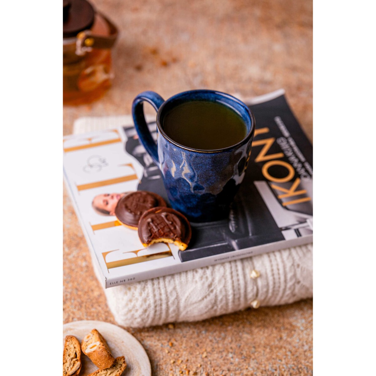 Zestaw kubków Uminami niebieski dla 6 osób Nowoczesny Do zmywarki Komplet