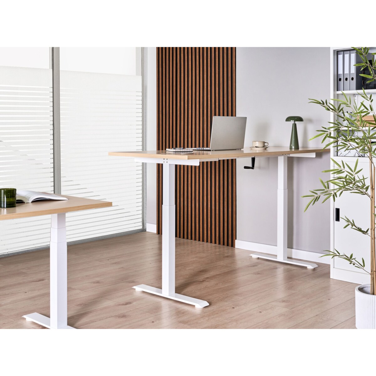 Biurko regulowane manualnie DESTINES Jasny brąz/ biały 180 cm 72 cm