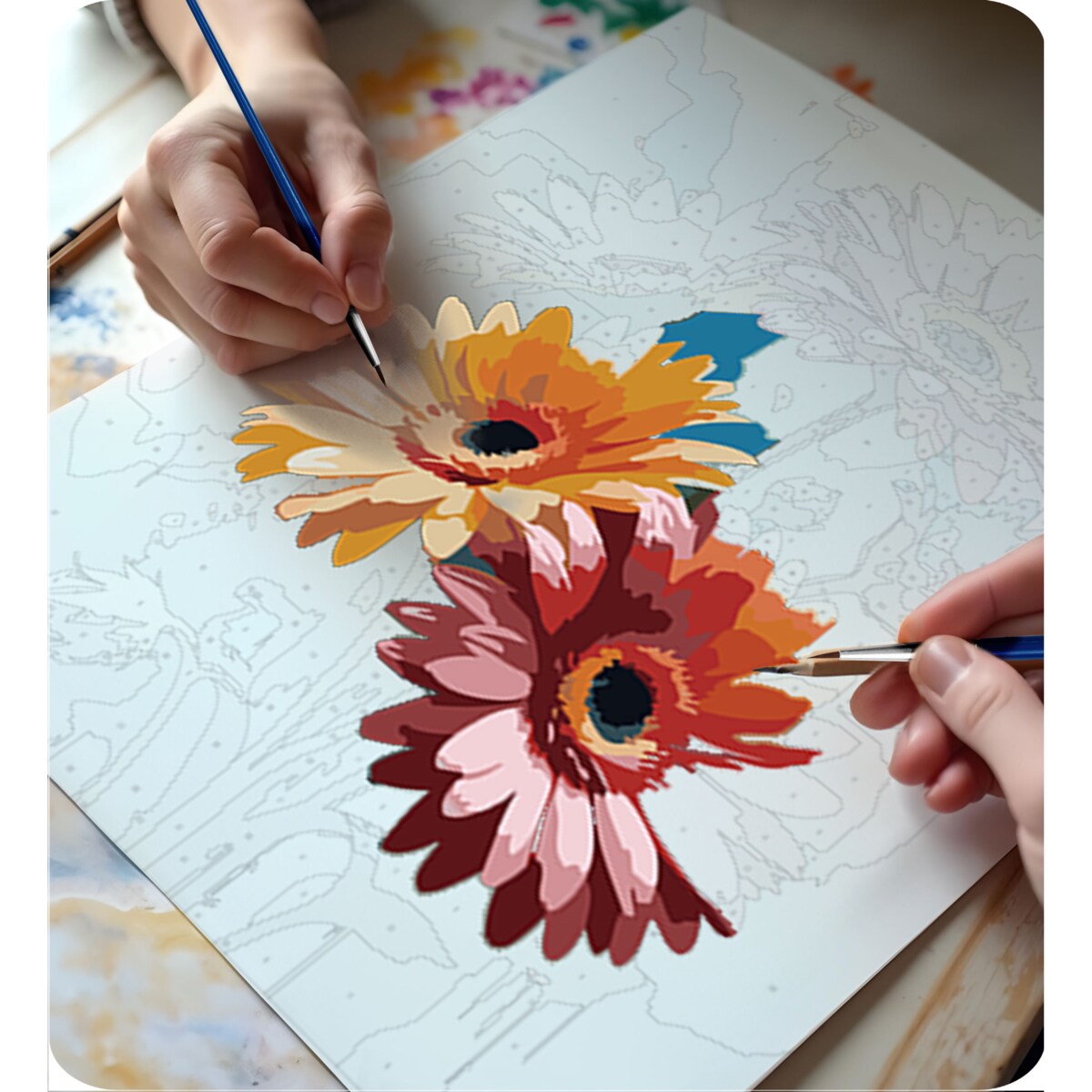 Malowanie po numerach obraz z ramą 40x50 Kwiaty Massido