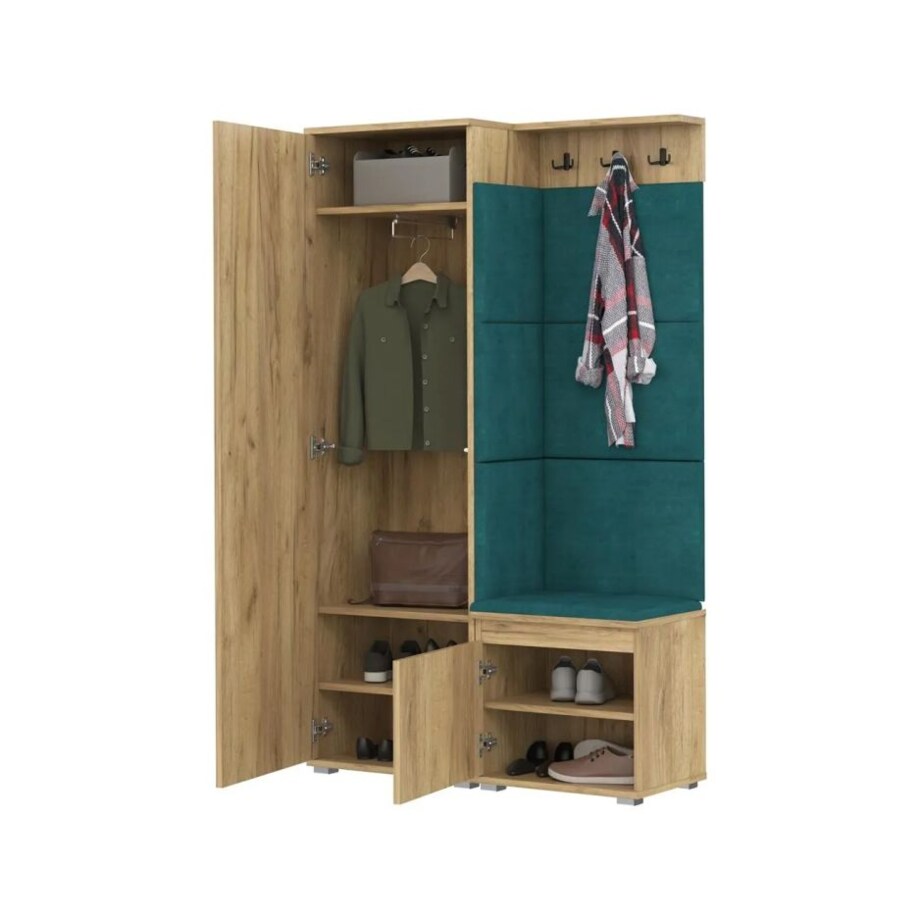 Garderoba do przedpokoju SINGAPUR 104 dąb craft/zielony