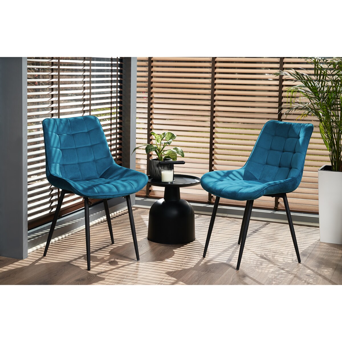 Krzesło tapicerowane welurowe MISTY niebieskie