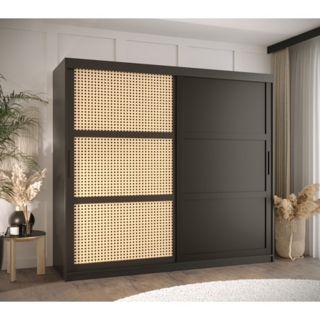 Szafa przesuwna Garderoba PLECIONKA WIEDEŃSKA 3 200 czarny