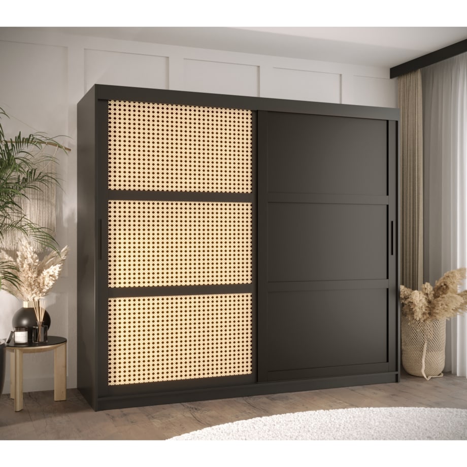 Szafa przesuwna Garderoba PLECIONKA WIEDEŃSKA 3 200 czarny