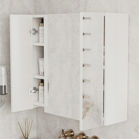 Wisząca szafka łazienkowa ścienna z trójdzielnym lustrem nowoczesna 60 cm