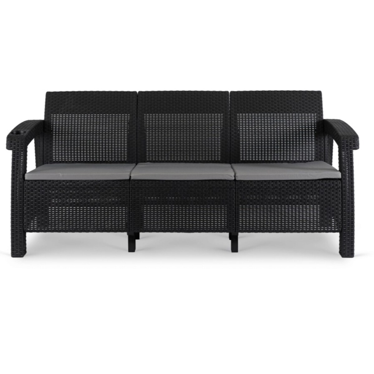 Sofa Kanapa Rattanowa Ława Ławka Ogrodowa Na Taras Ogród Czarna FLINT