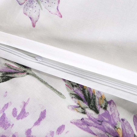 Pościel bawełniana 180x200 Lavenda biała z motywem fioletowej lawendy, Cottonlove