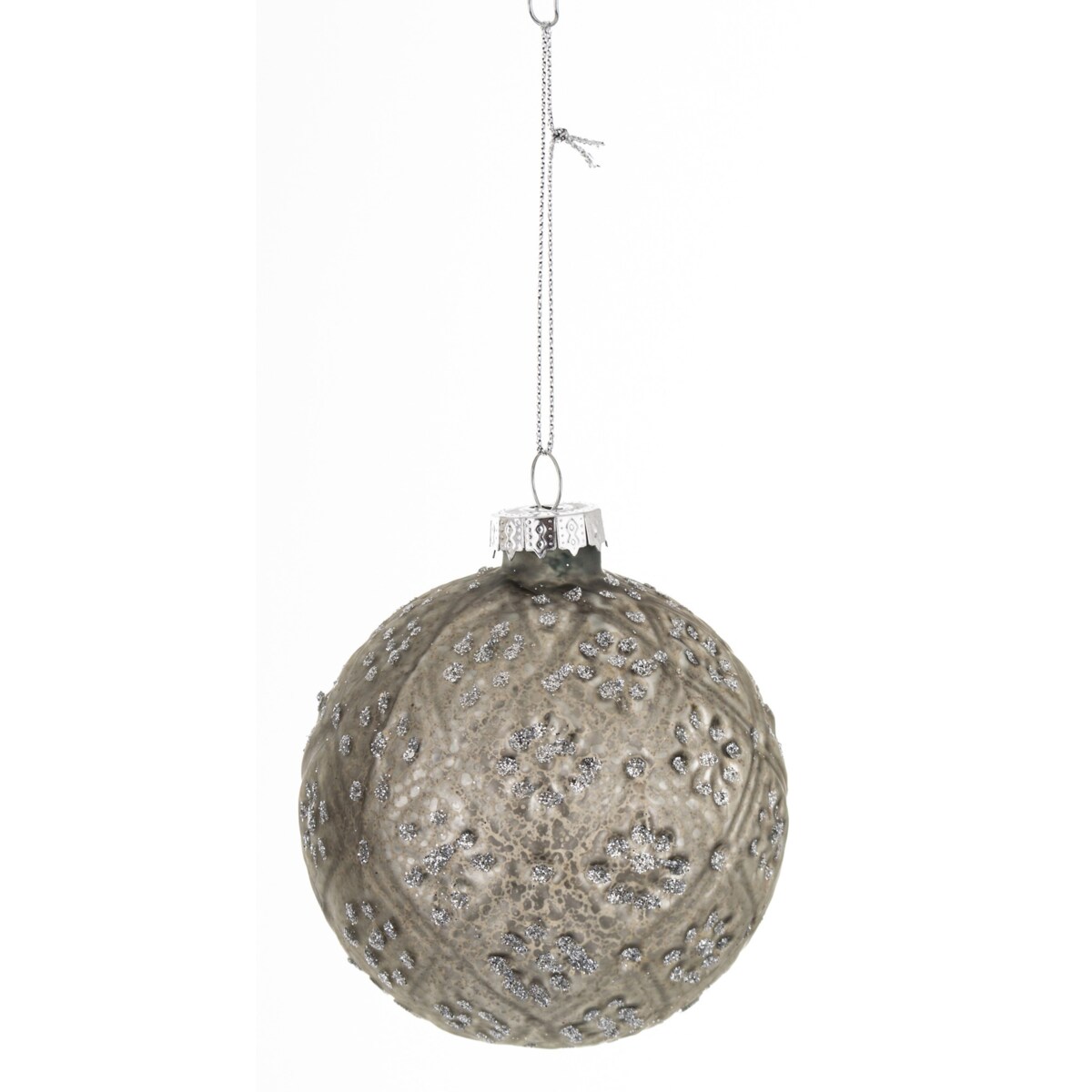 Komplet 2 szt. bombek 8x8x8 cm - srebrna i w kratkę