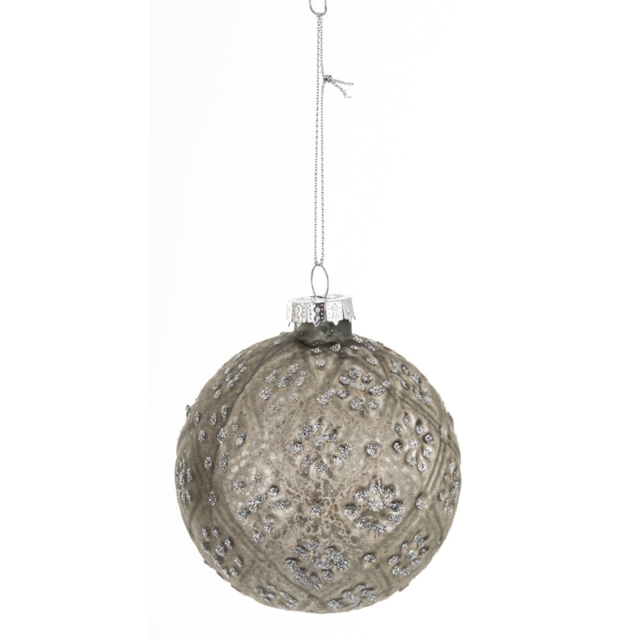 Komplet 2 szt. bombek 8x8x8 cm - srebrna i w kratkę