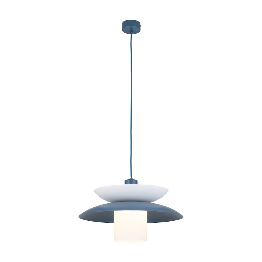 Lampa Wisząca Tk Lighting Verado Granatowa Biała Metalowa Z Kloszem