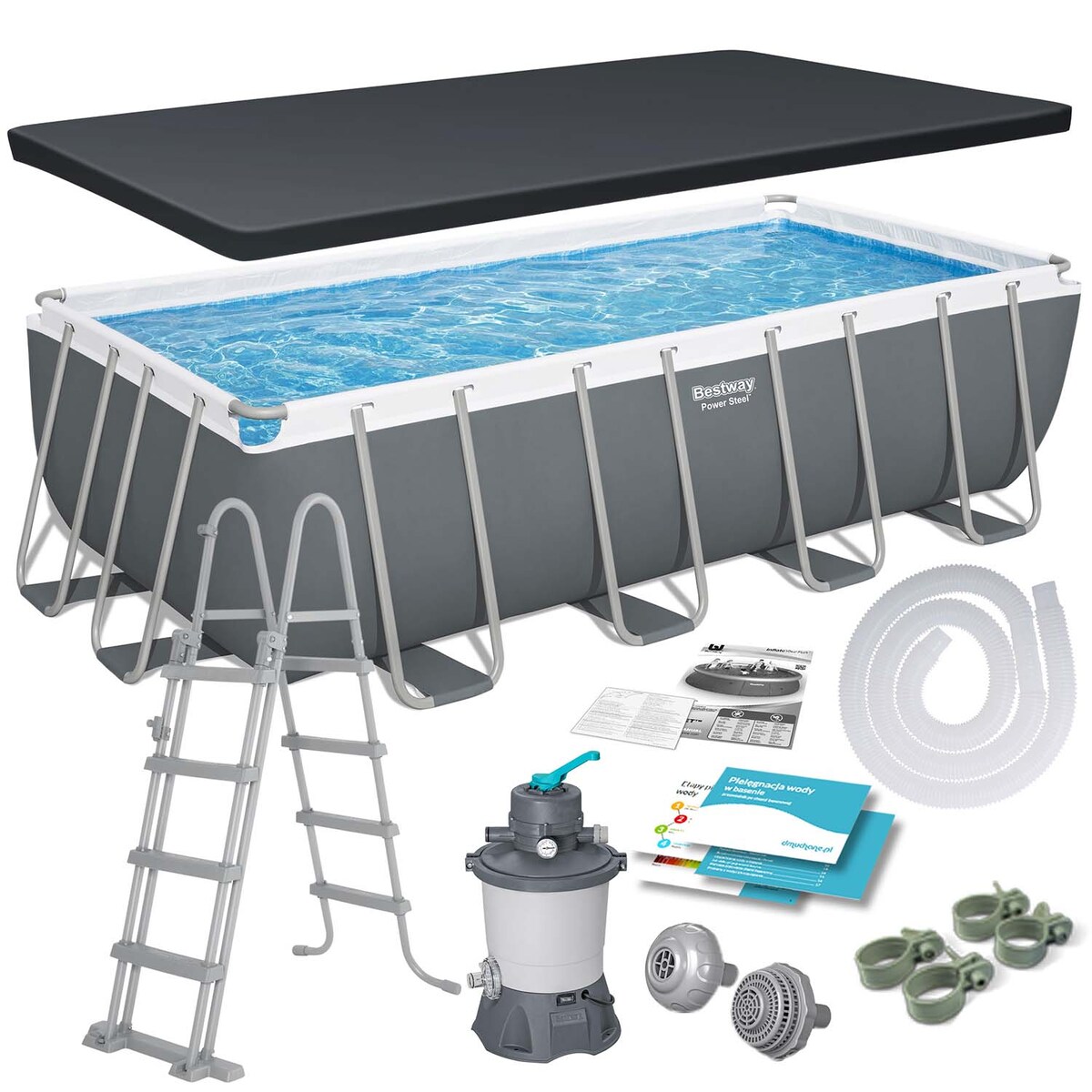 Basen ogrodowy stelażowy 488x244x122 Bestway 10w1