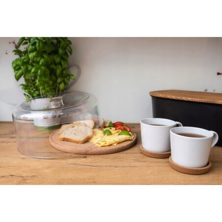 Patera Pojemnik na Ciasto Tort z Pokrywką Kloszem Drewniana Lekka 30 cm