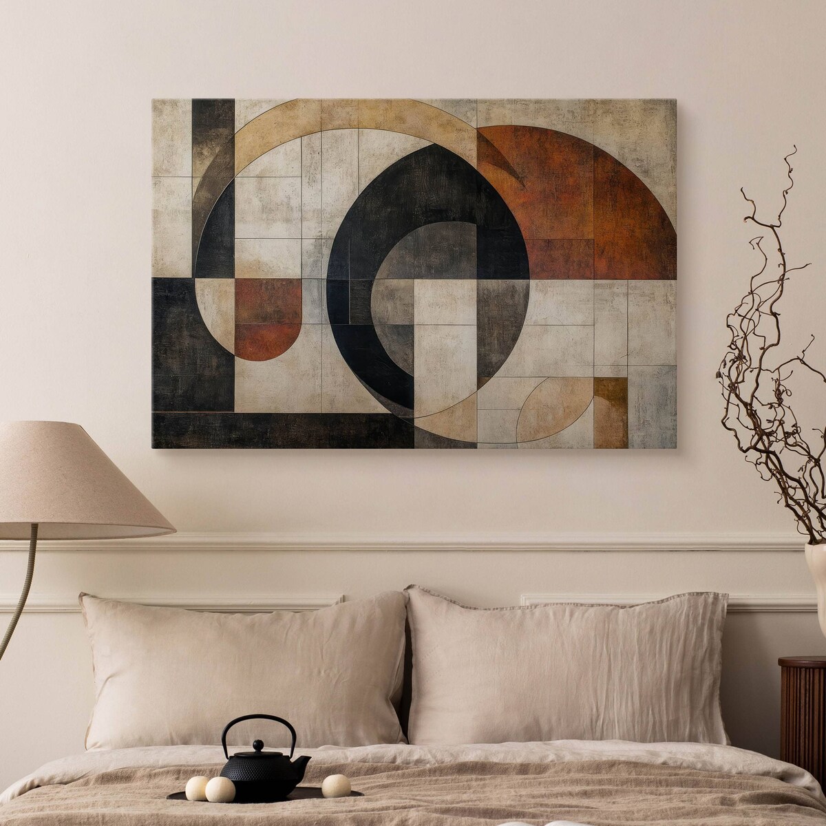 Obraz Ścienny Do Sypialni Kształty Geometryczne Styl Boho Mural 70x50cm
