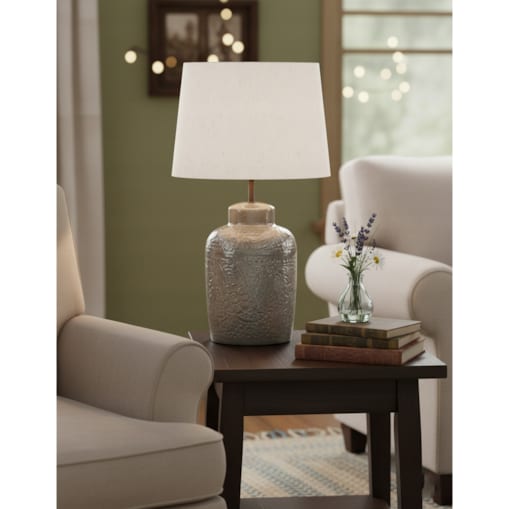 LAMPA STOŁOWA BIURKOWA NOCNA LOFT 42cm E27 SZARA DO SALONU SYPIALNI DOMU