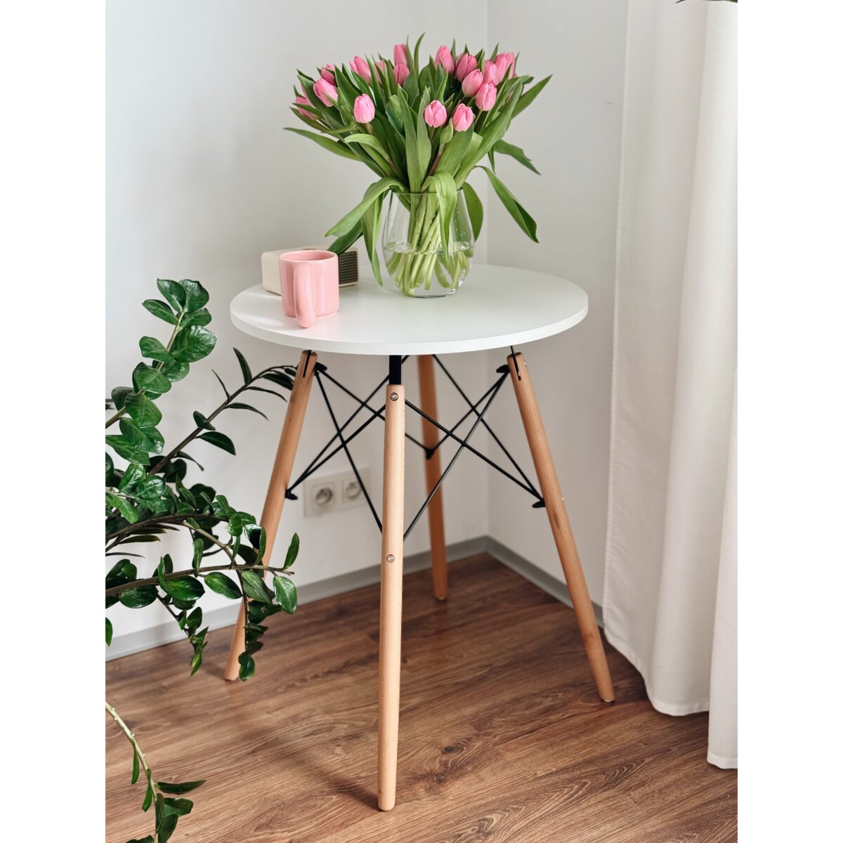 Nowoczesny Skandynawski Biały Okrągły Stół  Do Salonu Jadalni Kuchni