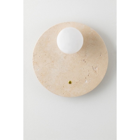 Kinkiet z trawertynu ze szklaną kulą, Davise, Ø30 cm