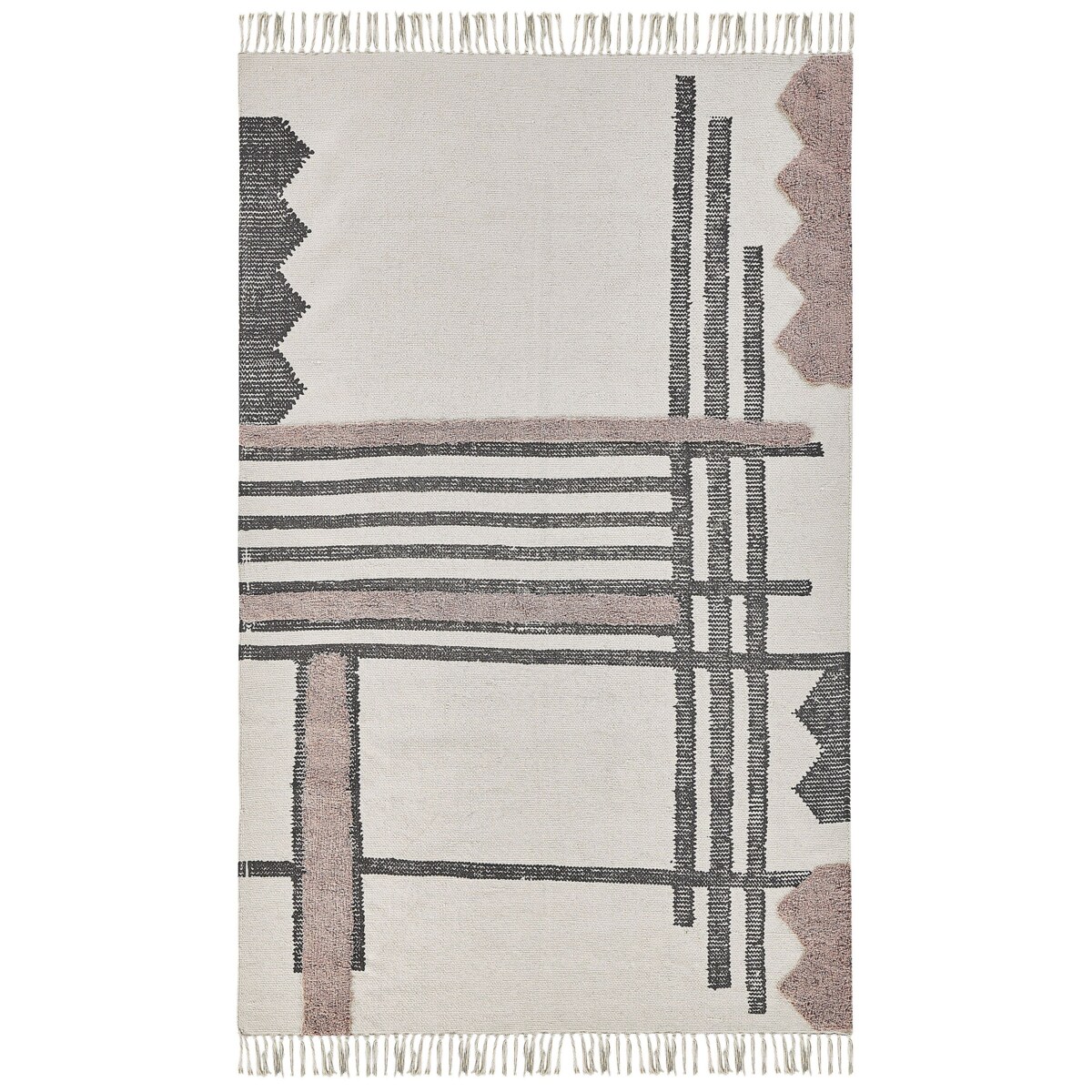 Dywan bawełniany 140 x 200 cm beżowo-czarny MURADIYE