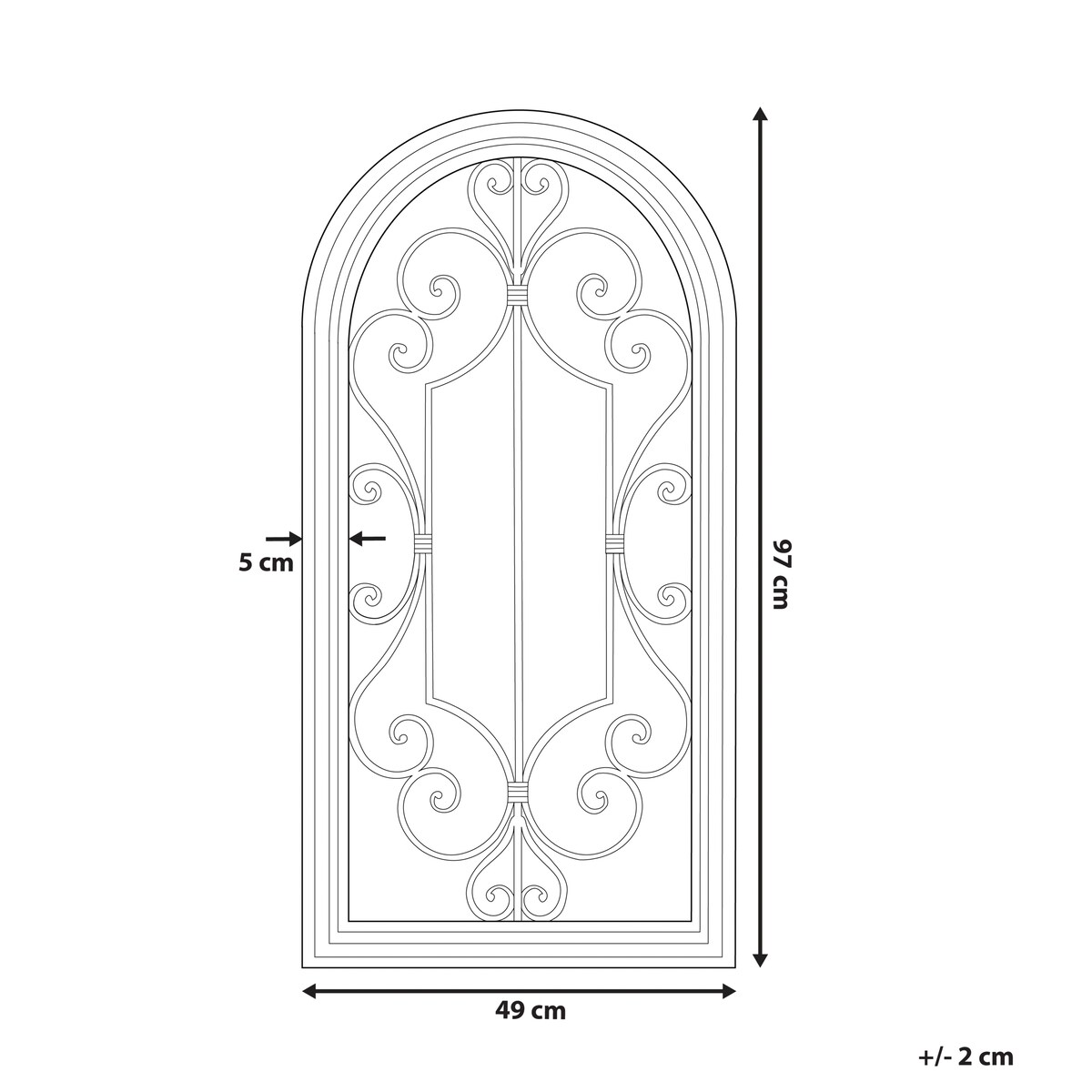 Lustro ścienne CAMPEL 49 cm 97 cm Metal Złamana biel