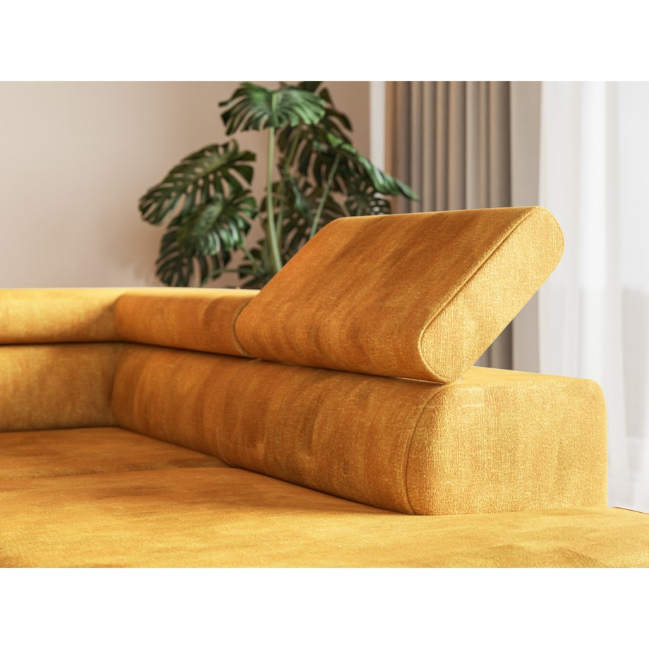 Narożnik ALEX regulowane zagłówkami, prawostronny-tkanina Terra musztardowy
