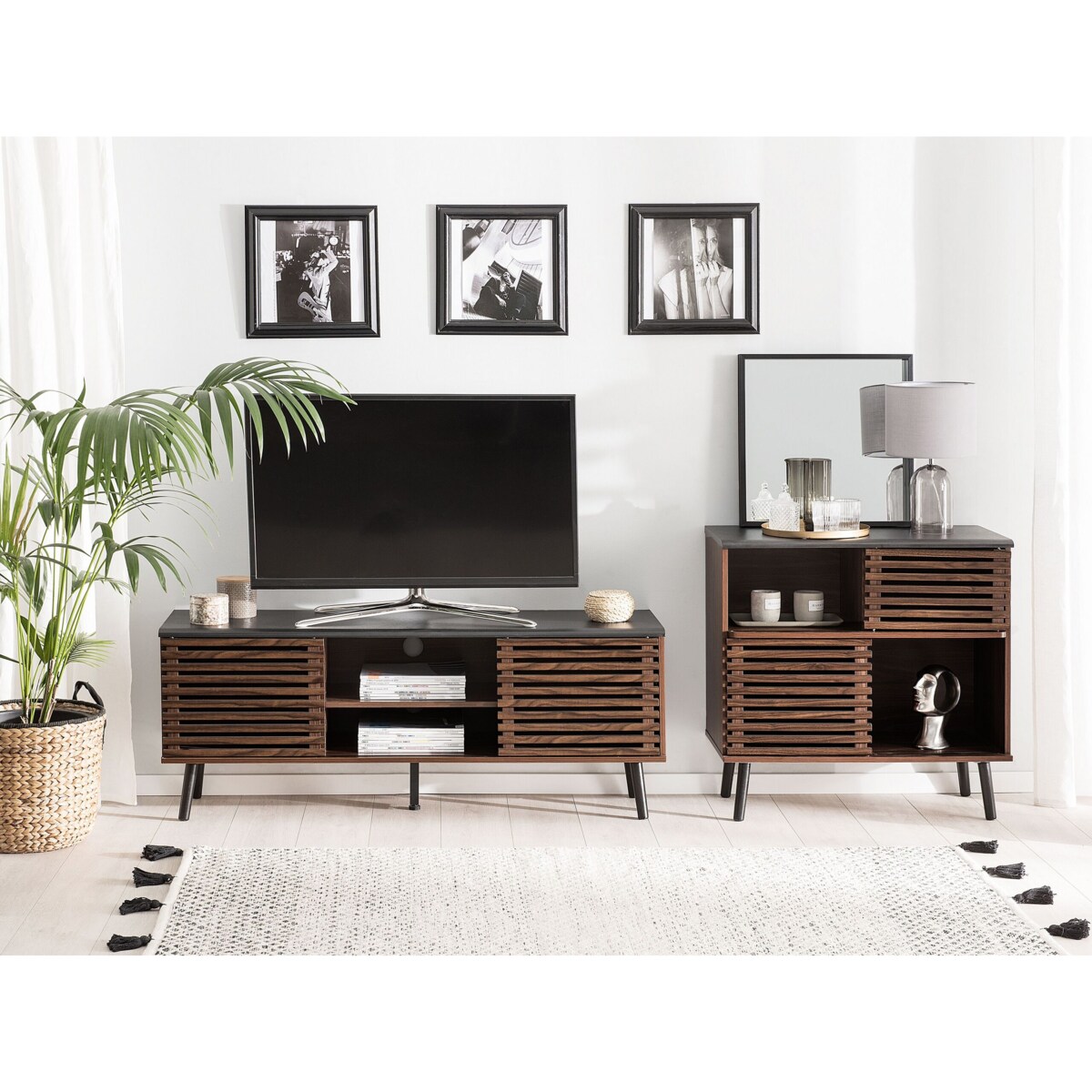 Szafka RTV ciemne drewno PERTH