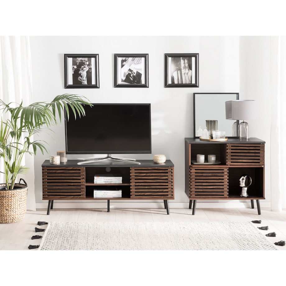 Szafka RTV ciemne drewno PERTH