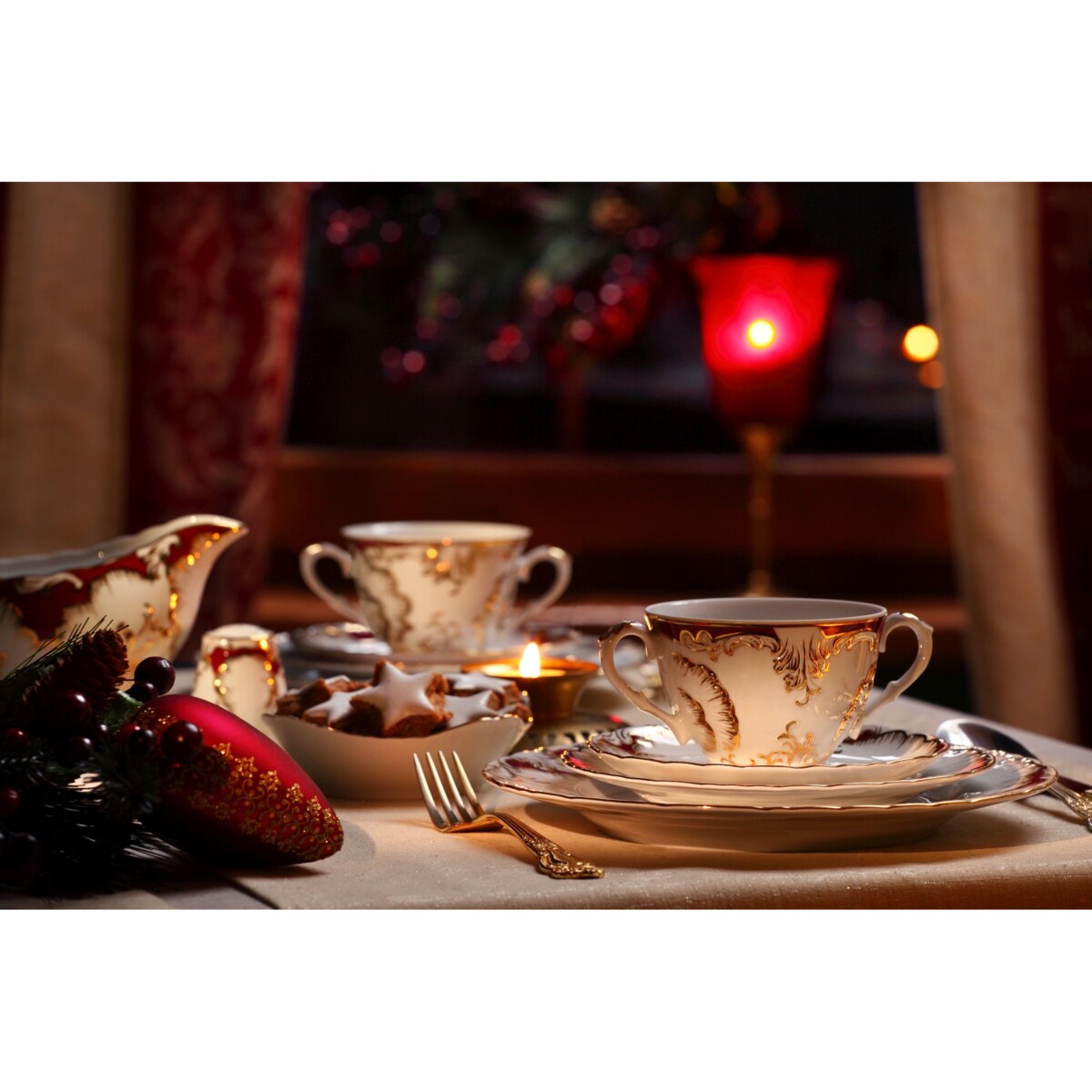 Bulionówka 330 ml ze spodkiem Rococo Purpura 0040