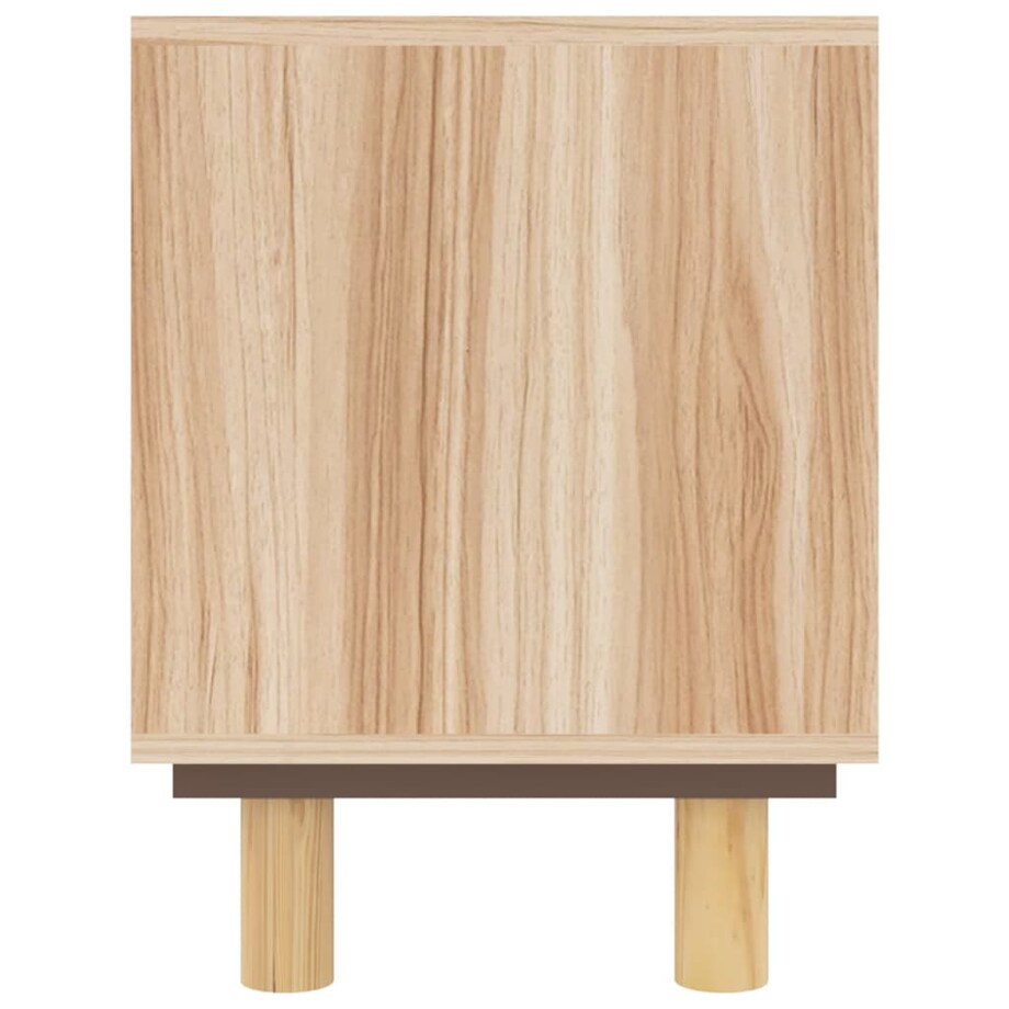 vidaXL Stolik pod TV, brązowy, 80x30x40 cm, drewno sosnowe i rattan