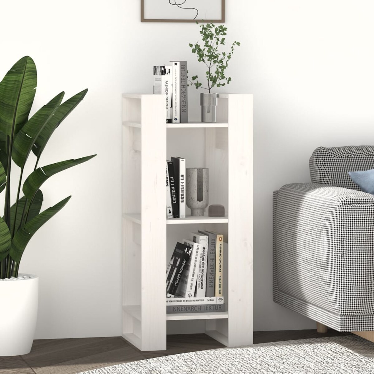 vidaXL Regał na książki/przegroda, biały, 41x35x91 cm, sosnowy