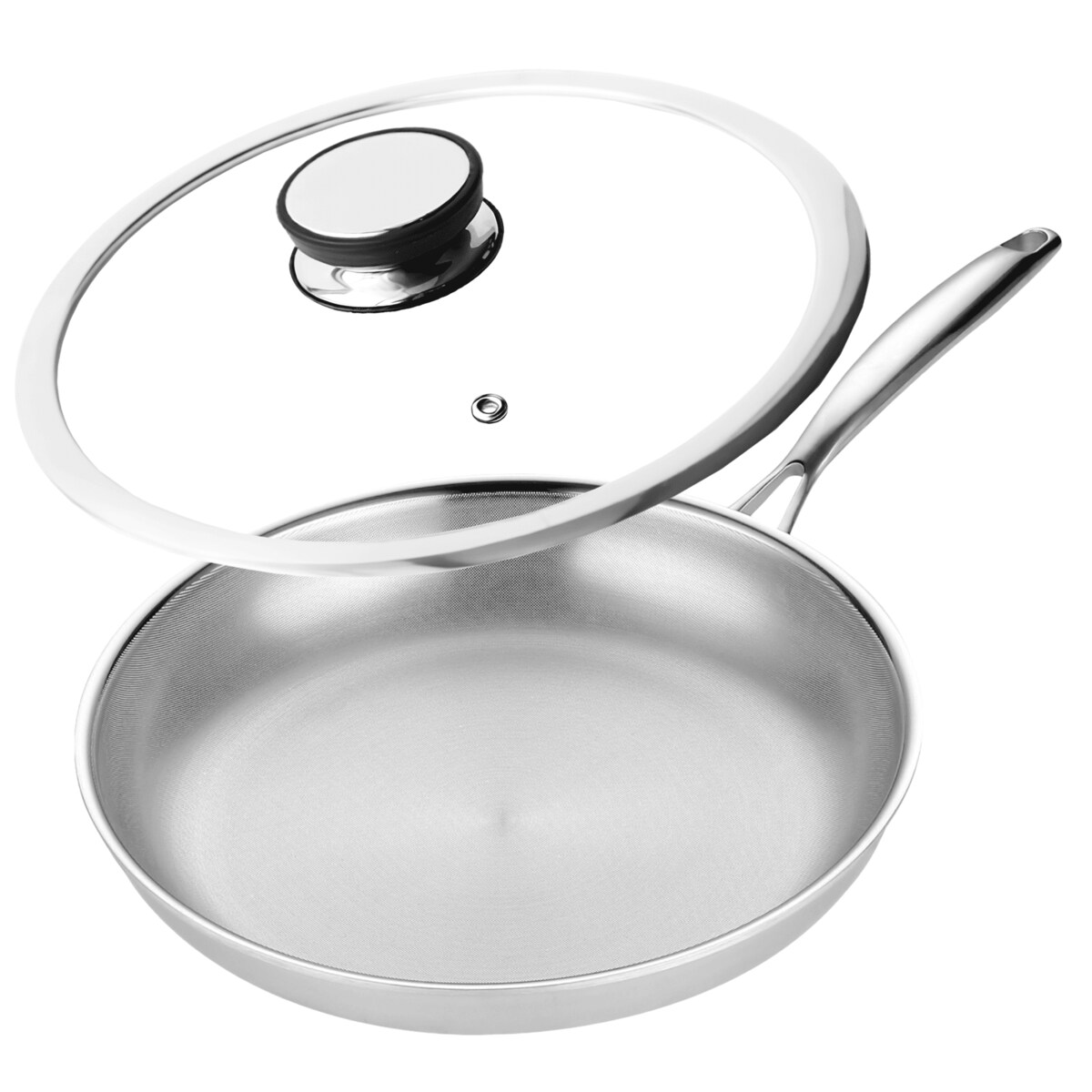 Profesjonalna patelnia stalowa Amitsu 28 cm z pokrywką Na indukcje Na gaz Nierdzewna