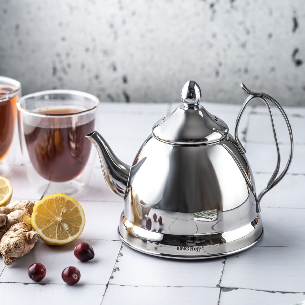 Czajnik czajniczek zaparzacz do herbaty i ziół 1.0L srebrny KINGHOFF