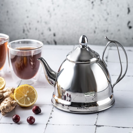 Czajnik czajniczek zaparzacz do herbaty i ziół 1.0L srebrny KINGHOFF