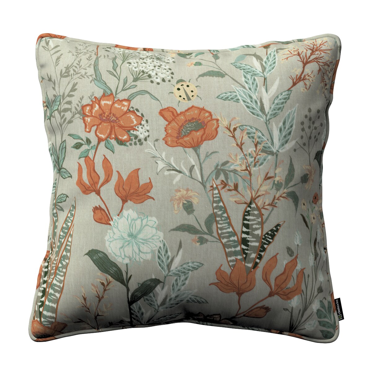 Poszewka Gabi na poduszkę 45x45 kolorowe kwiaty na szarym tle