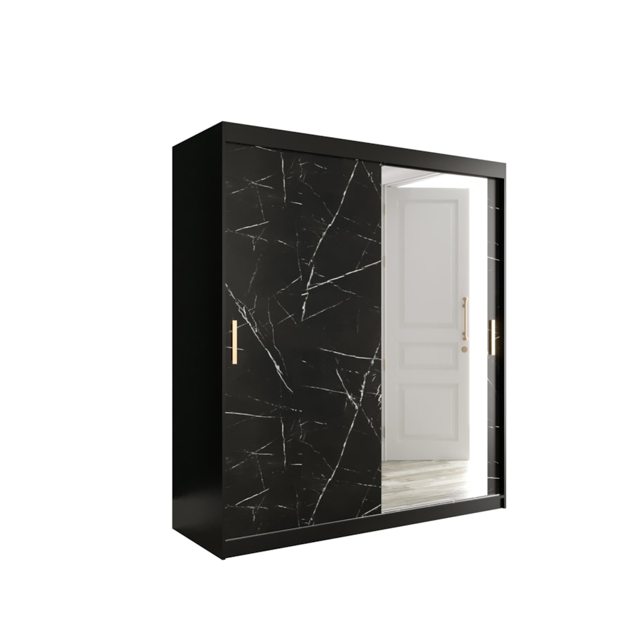 Szafa przesuwna Garderoba MARMUR T2 180 gł. 62 czarny