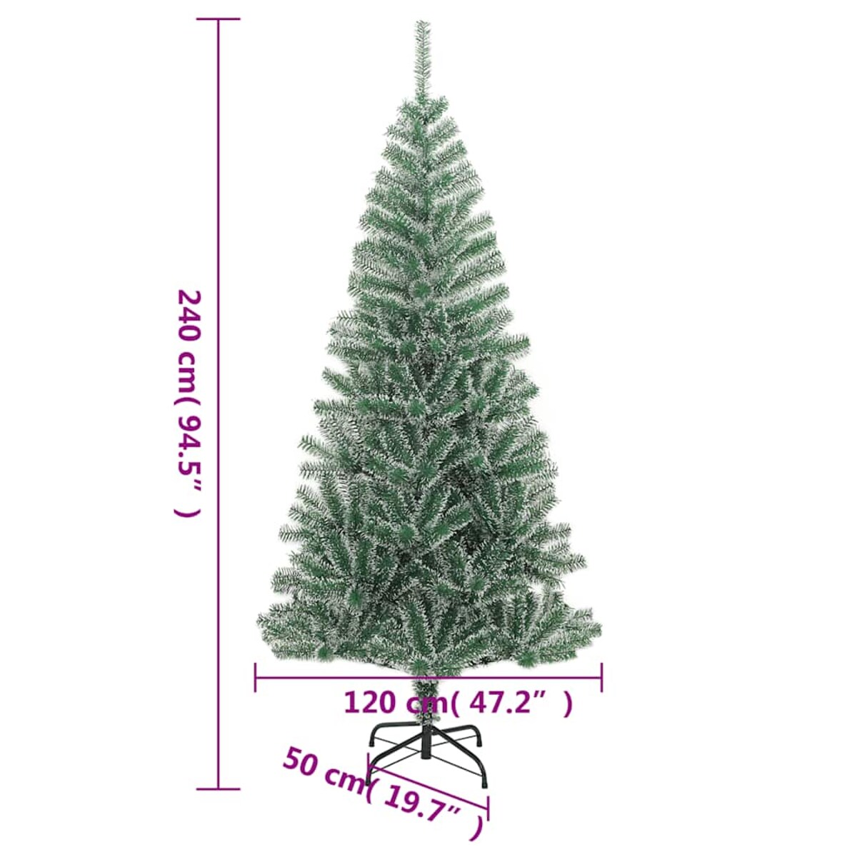 vidaXL Sztuczna choinka z 300 LED, bombkami i śniegiem, 240 cm
