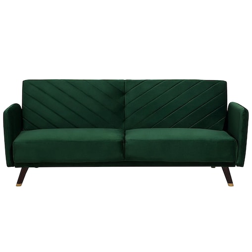 Sofa rozkładana dla 3 osób SENJA Welur Szmaragdowy