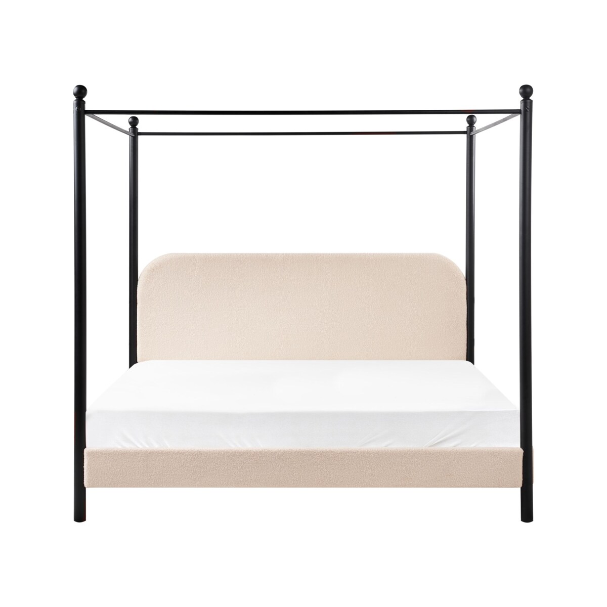 Łóżko z baldachimem Boucle DANNEMOIS 180 x 200 cm Beżowy