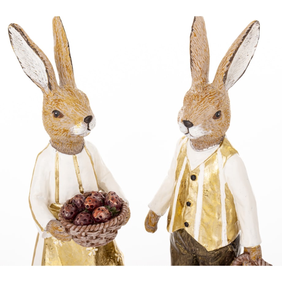 Dekoracja - para królików 25,5x9,5x6 i 25x7,5x7 cm RAFFINATO z koszykami