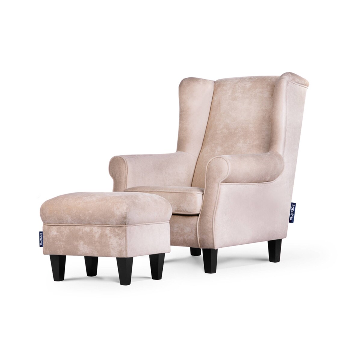 KONSIMO MILES Fotel + puf, kolor Beżowy