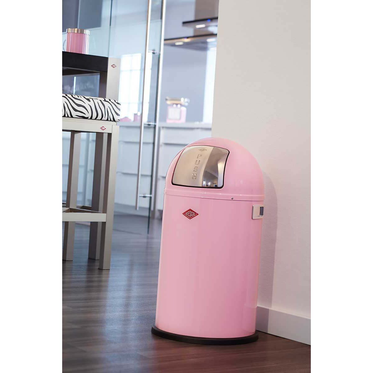 Kosz na śmieci różowy 50l Pushboy Wesco