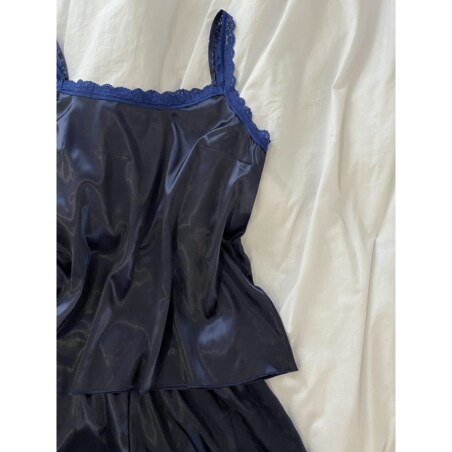 Piżama Damska Z Koronką Granatowa S/M