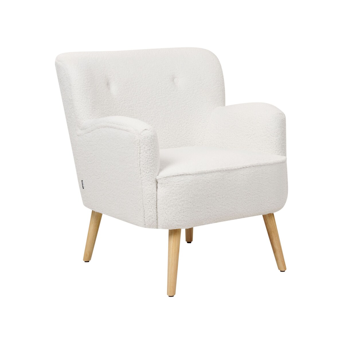 Fotel z podnóżkiem boucle biały TUMBA