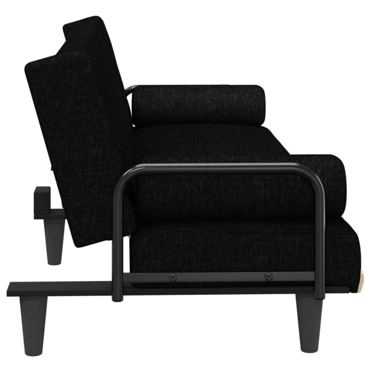 vidaXL Rozkładana kanapa z podłokietnikami, czarna, obita tkaniną